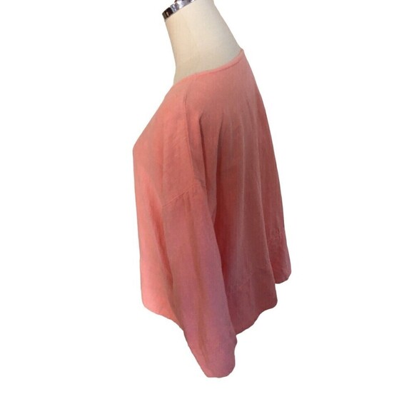 Bryn Walker Size Medium Pink Tunic Lagenlook 3/4 Sleeve Top Linen Button Detail - Picture 2 of 5